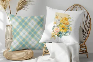 Alabama State Silhouette Pillow with Summer Blooms - 18x18 Inch