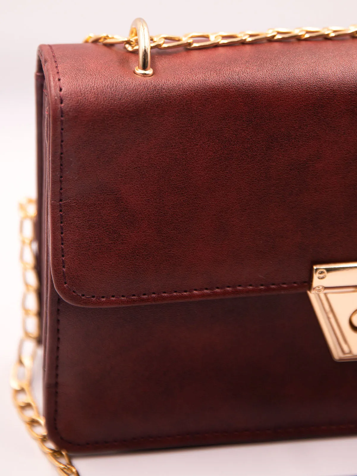 Alexandra Twist Lock Satchel Bag - Burgundy - FD ⚡