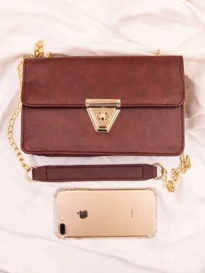 Alexandra Twist Lock Satchel Bag - Burgundy - FD ⚡