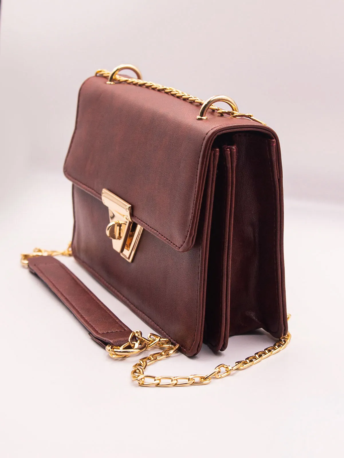 Alexandra Twist Lock Satchel Bag - Burgundy - FD ⚡