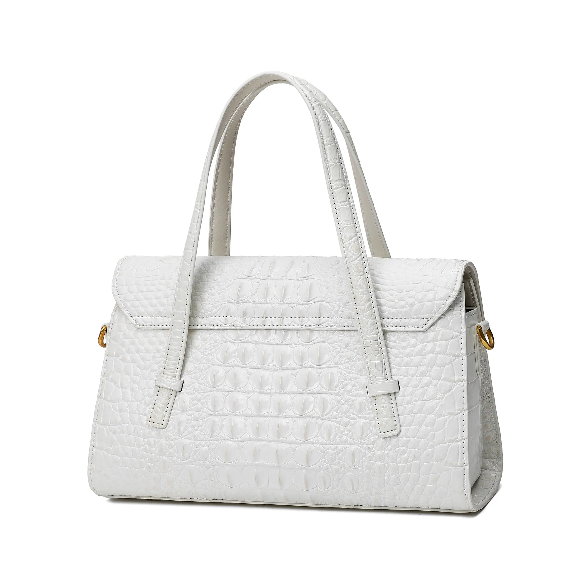 Alligator Embossed Leather Satchel/Shoulder Bag