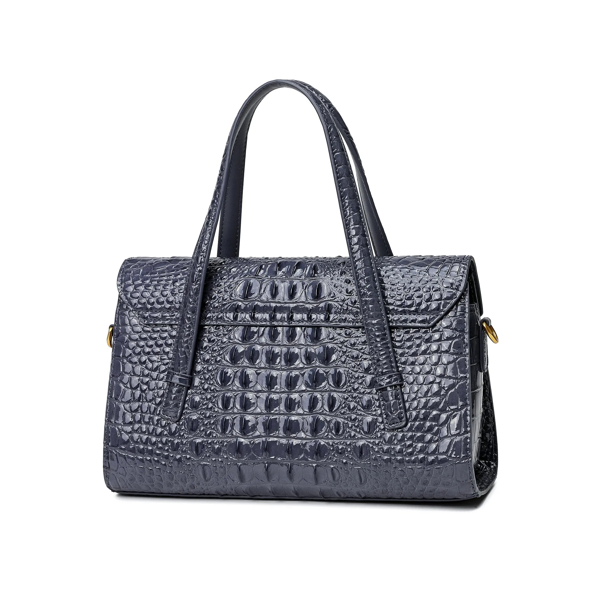 Alligator Embossed Leather Satchel/Shoulder Bag