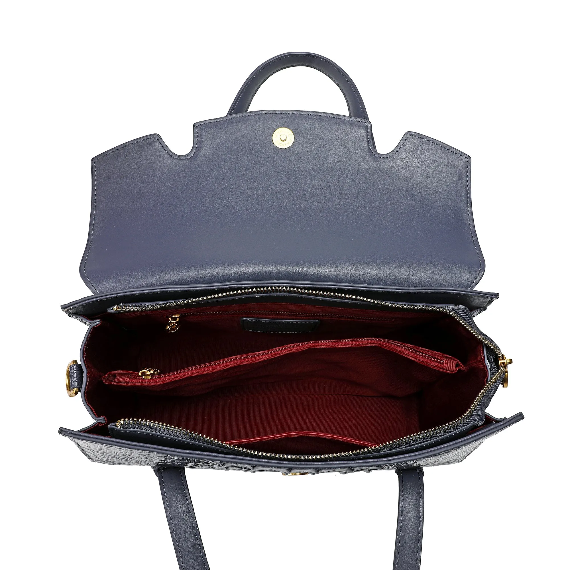 Alligator Embossed Leather Satchel/Shoulder Bag