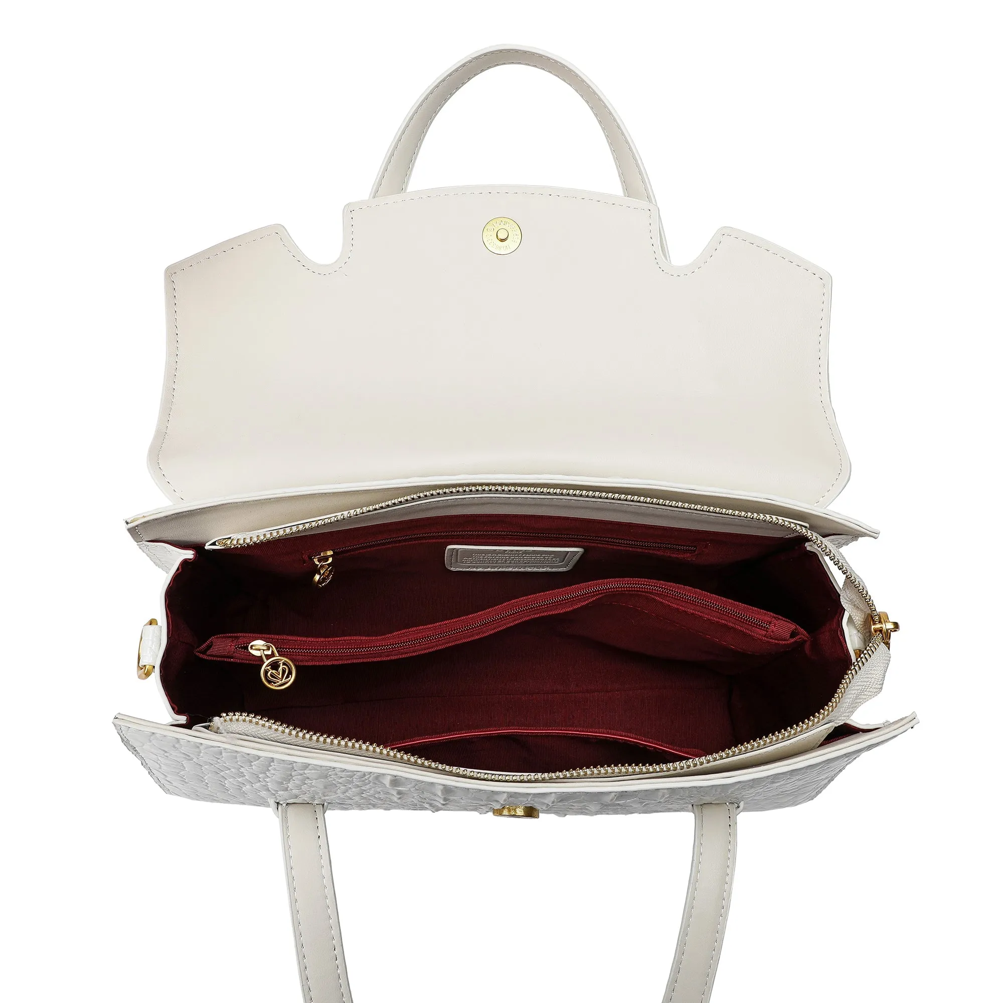 Alligator Embossed Leather Satchel/Shoulder Bag