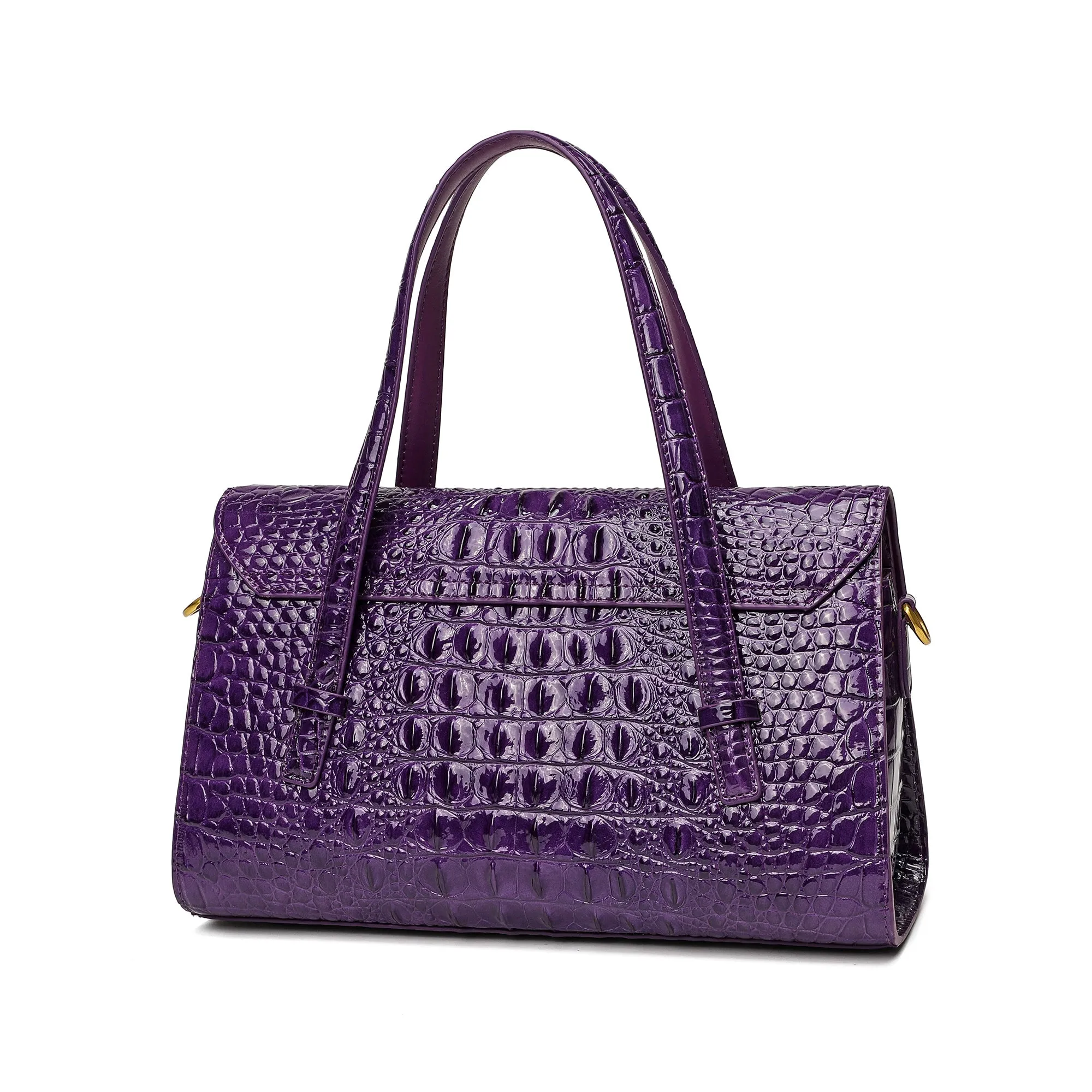 Alligator Embossed Leather Satchel/Shoulder Bag