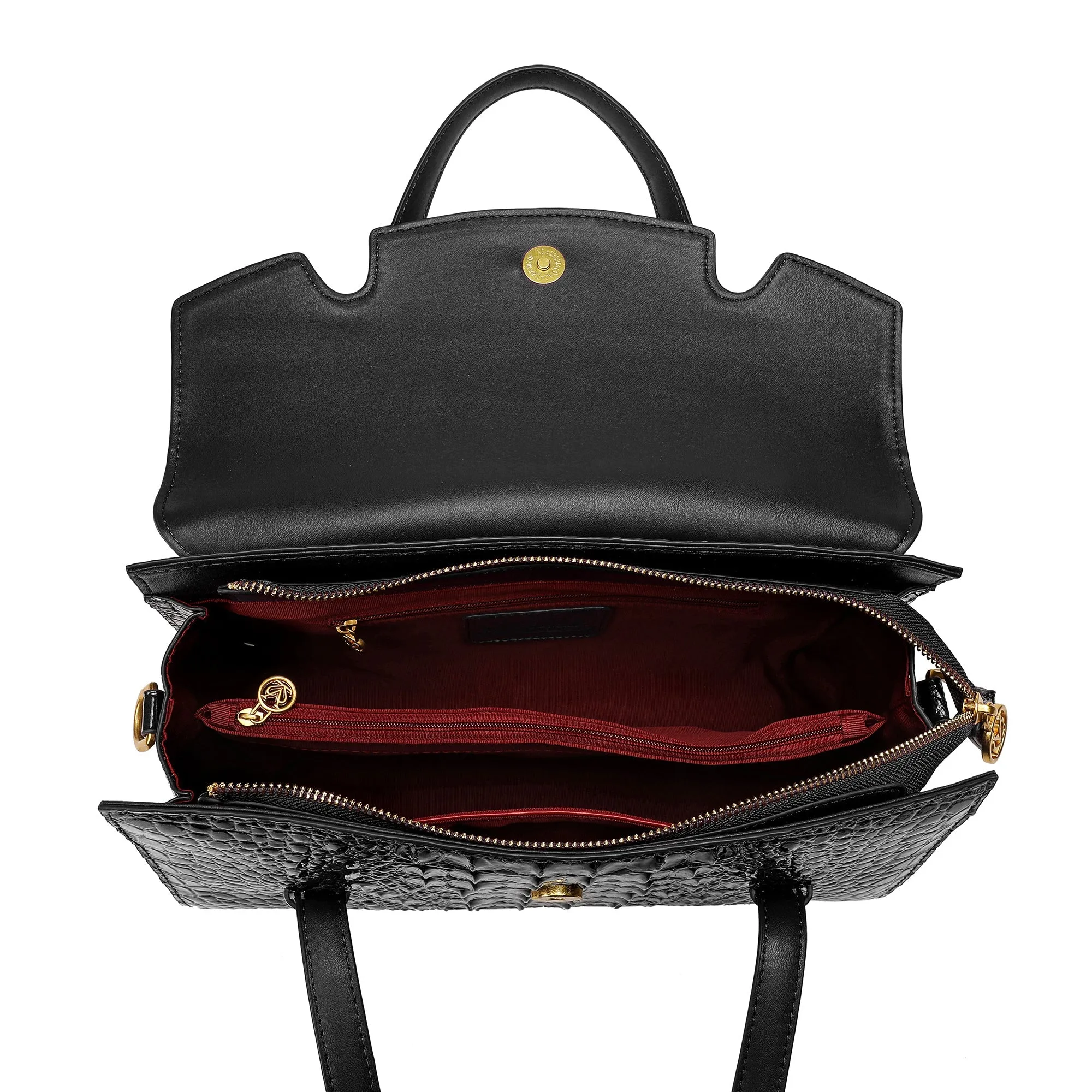 Alligator Embossed Leather Satchel/Shoulder Bag