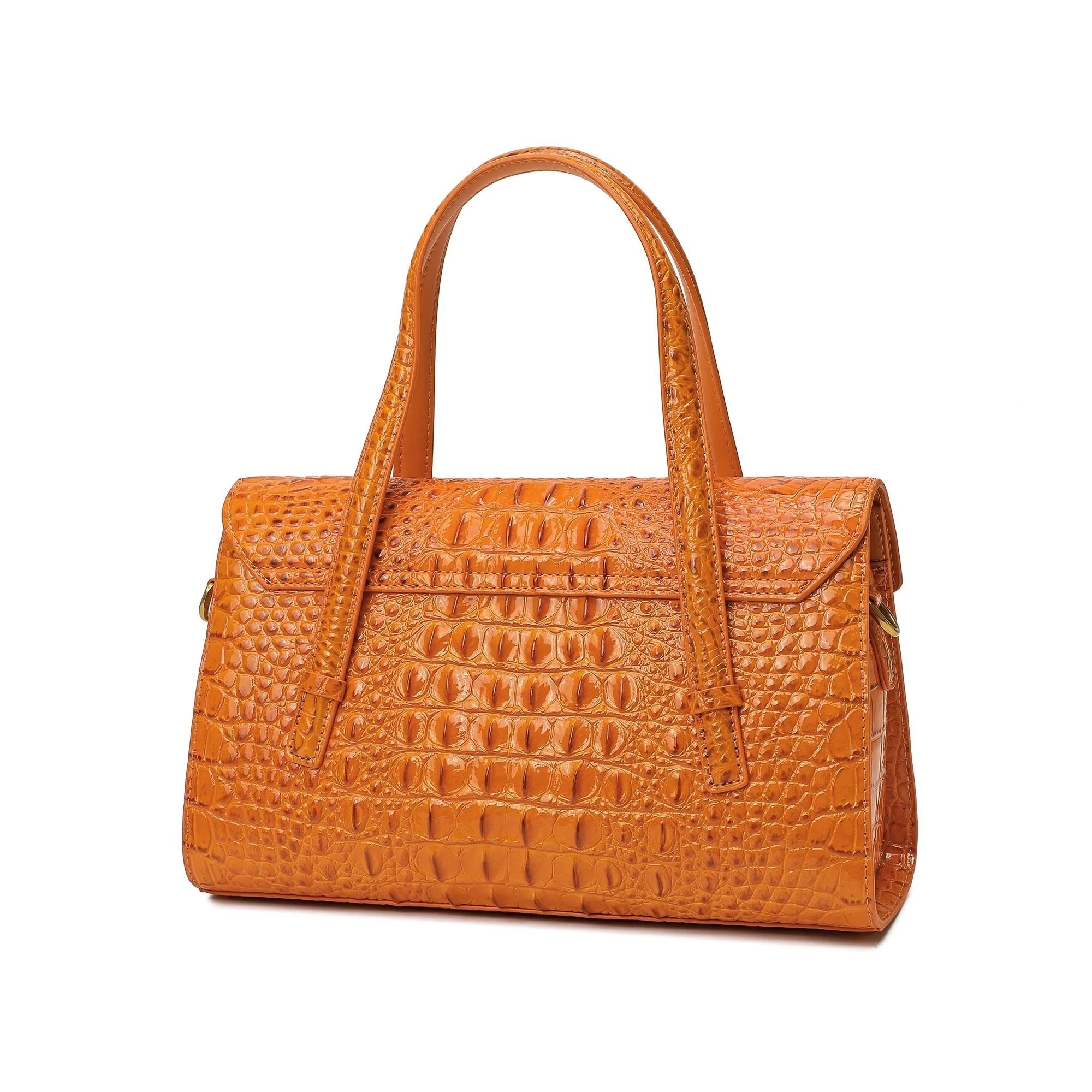Alligator Embossed Leather Satchel/Shoulder Bag
