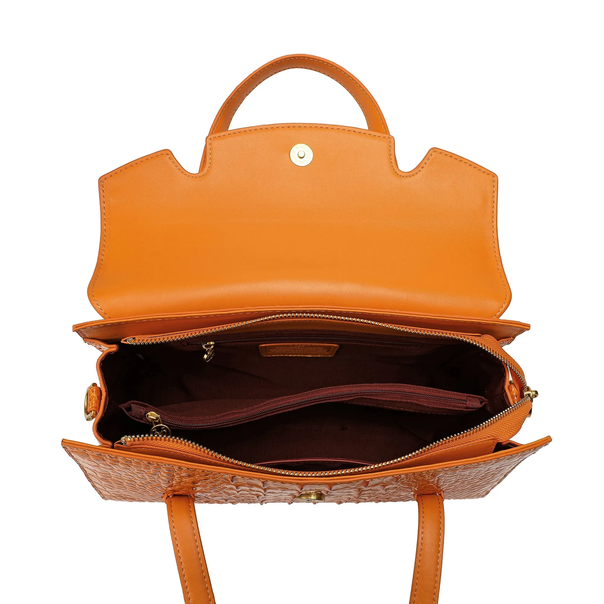 Alligator Embossed Leather Satchel/Shoulder Bag