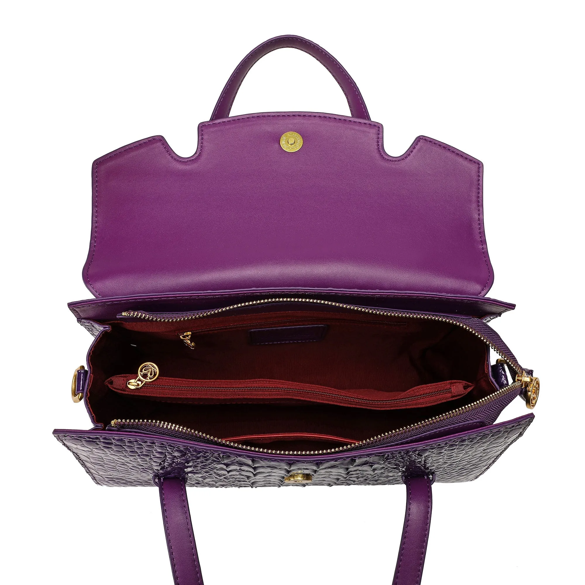 Alligator Embossed Leather Satchel/Shoulder Bag