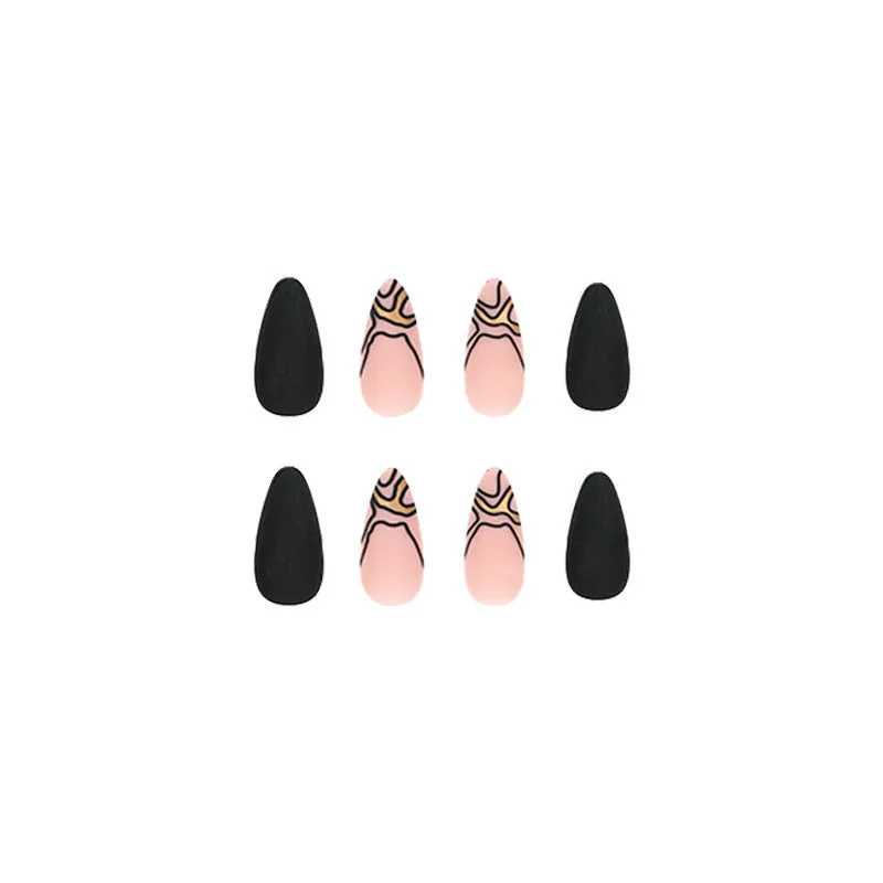 Almond matte black waves french