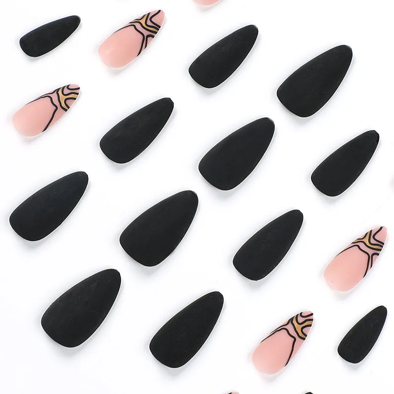 Almond matte black waves french