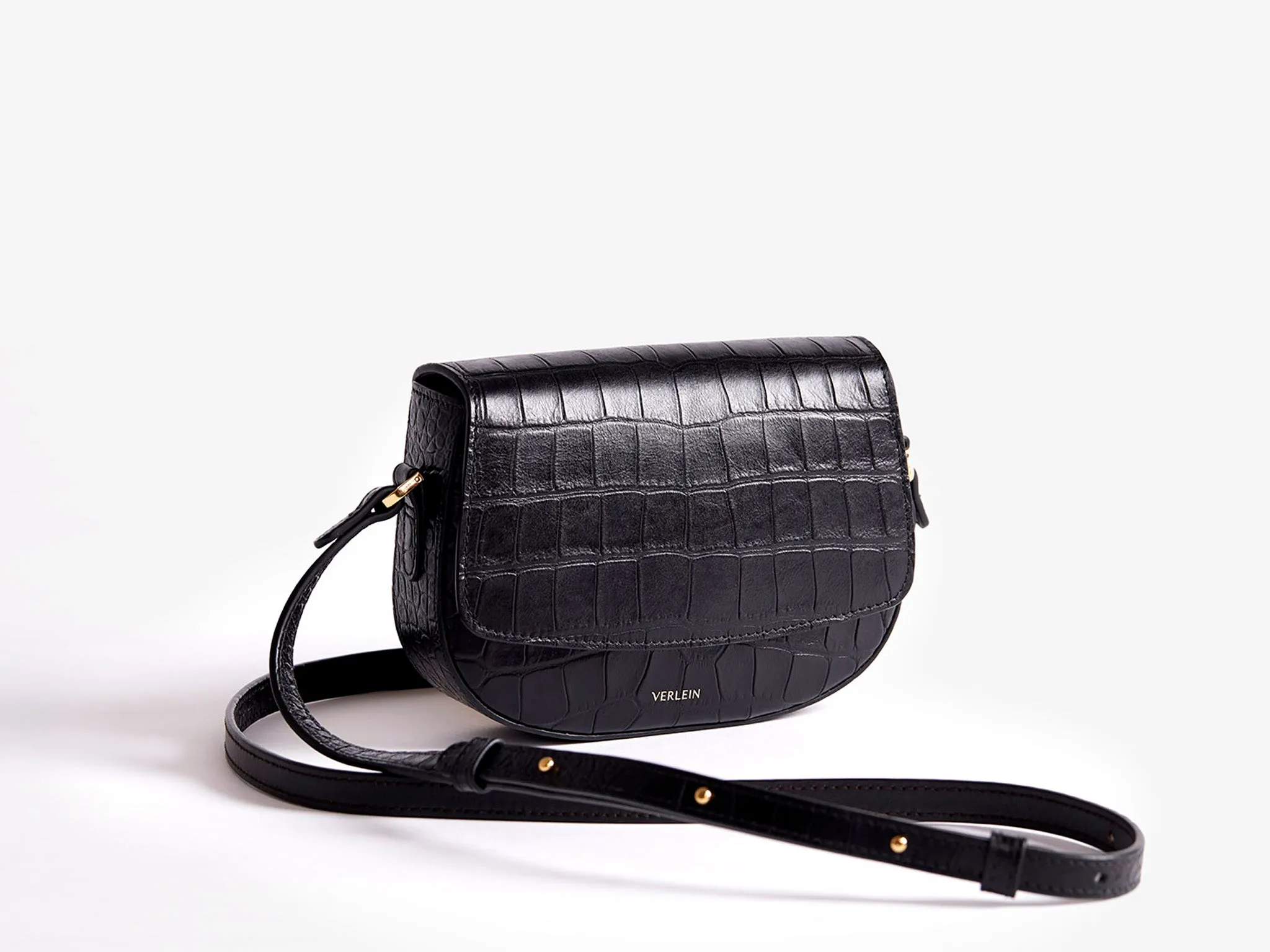 Ana Croc Mini Crossbody, Matte Black