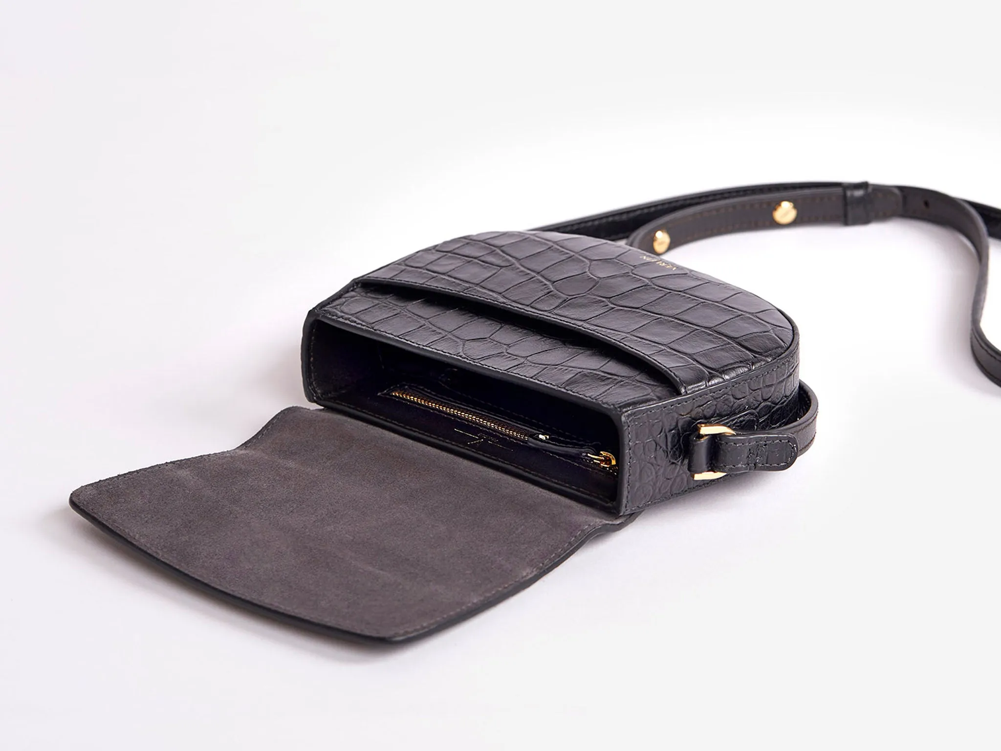 Ana Croc Mini Crossbody, Matte Black