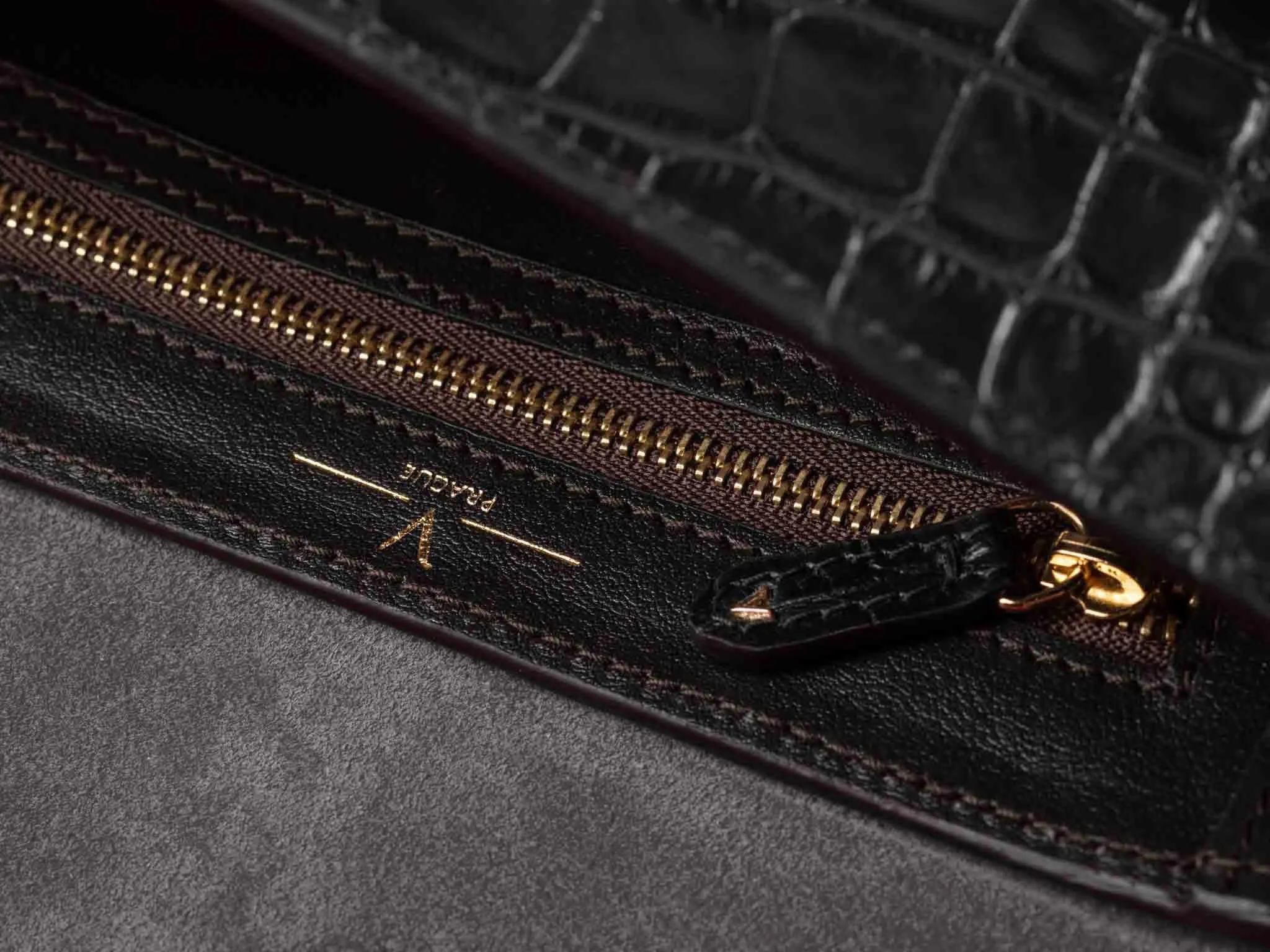 Ana Croc Mini Crossbody, Matte Black