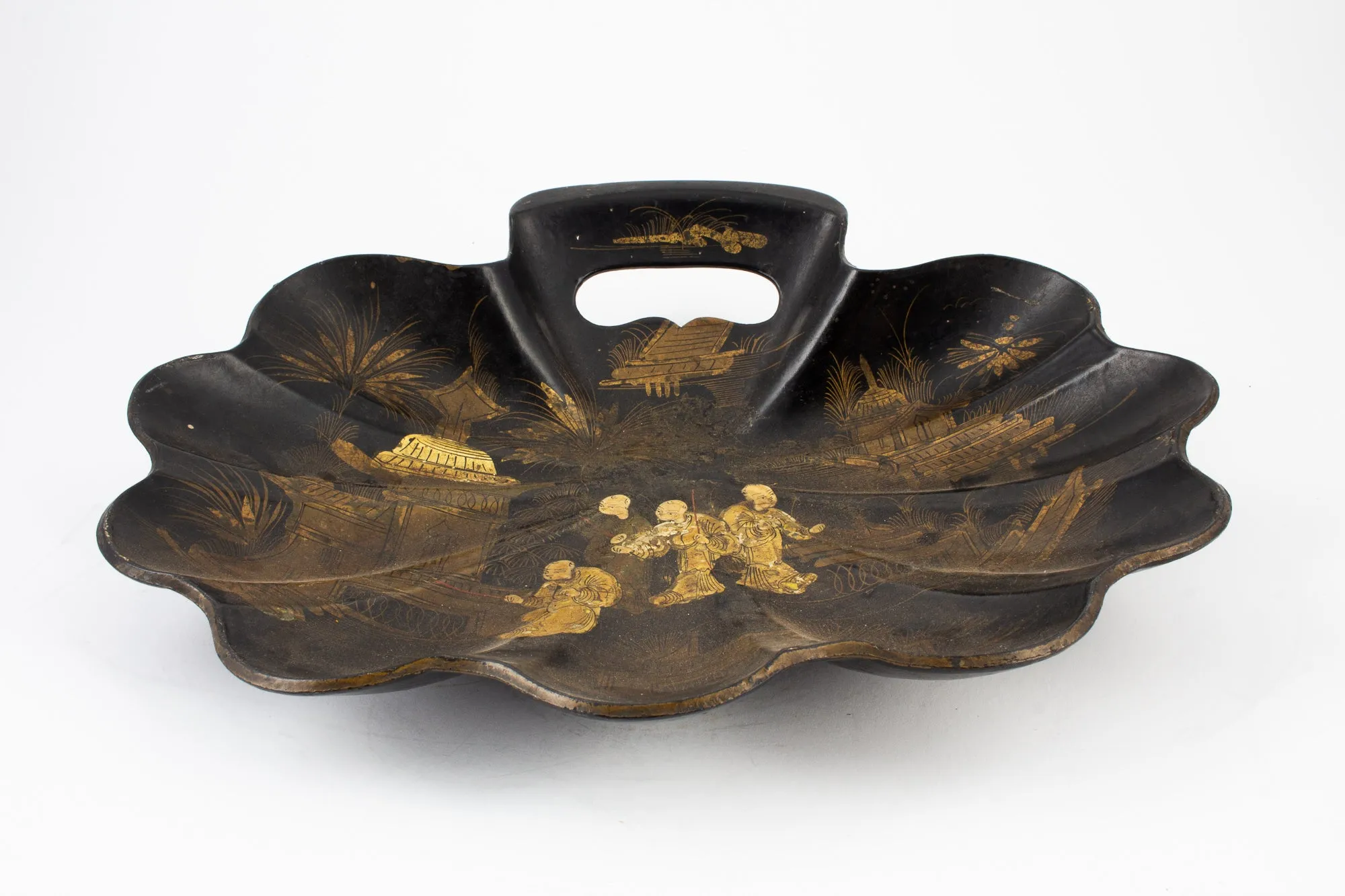 Antique French Shell Shaped Chinoiserie Dish
