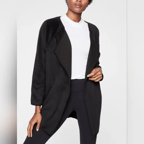 Athleta Cozy Karma Wrap Black Sweater Classic Boho Chic Women's Size XS