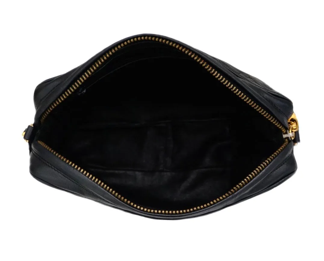 Authentic Chanel Vintage Black Lambskin Camera Style Handbag