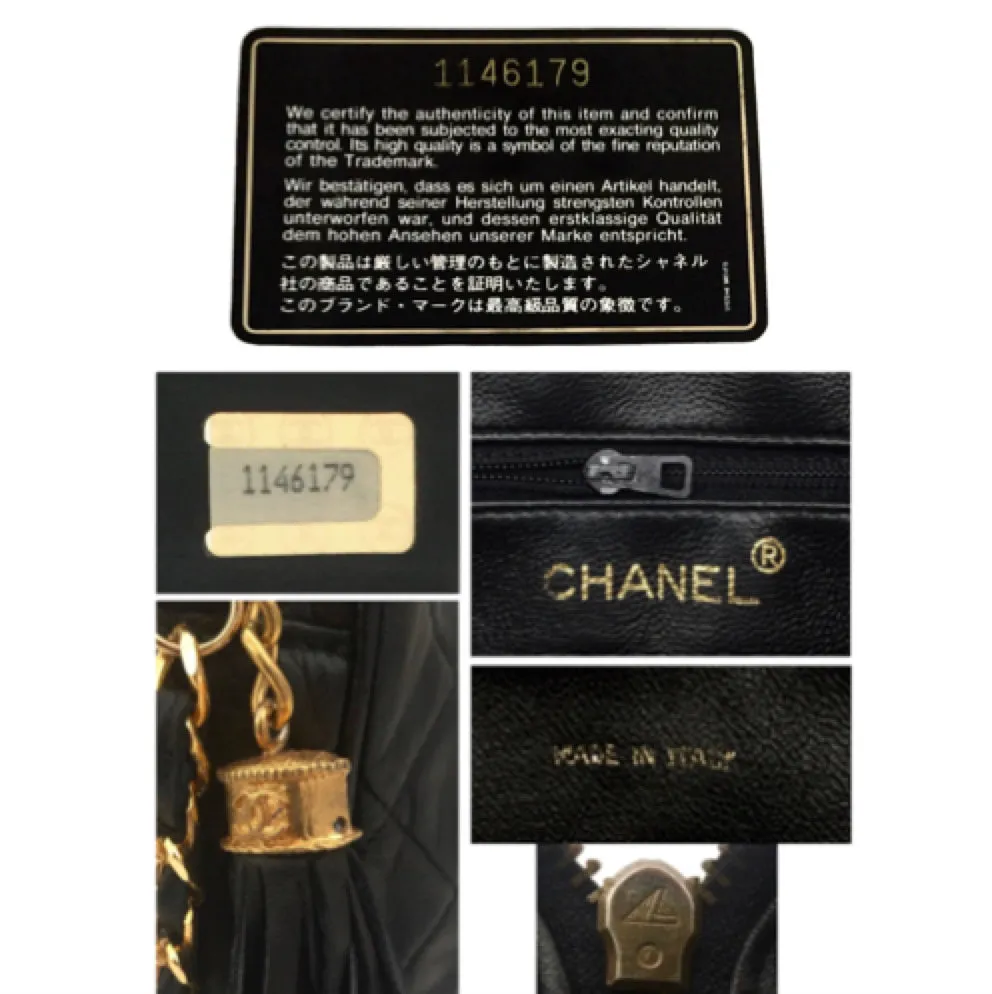 Authentic Chanel Vintage Black Lambskin Camera Style Handbag