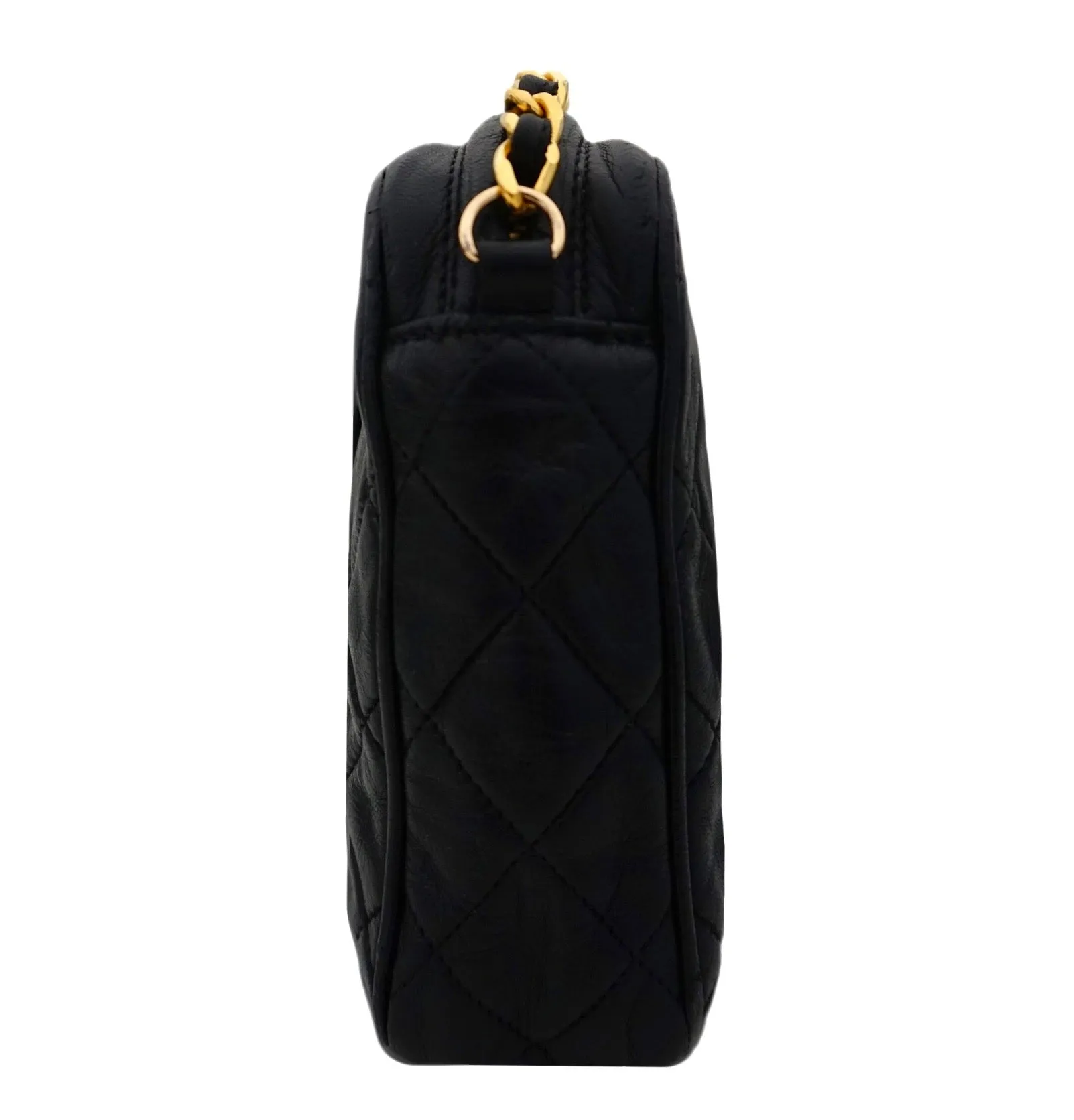 Authentic Chanel Vintage Black Lambskin Camera Style Handbag