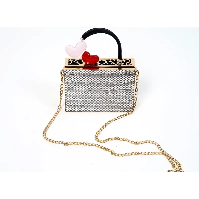 Ava Double Heart Rhinestone Handbag