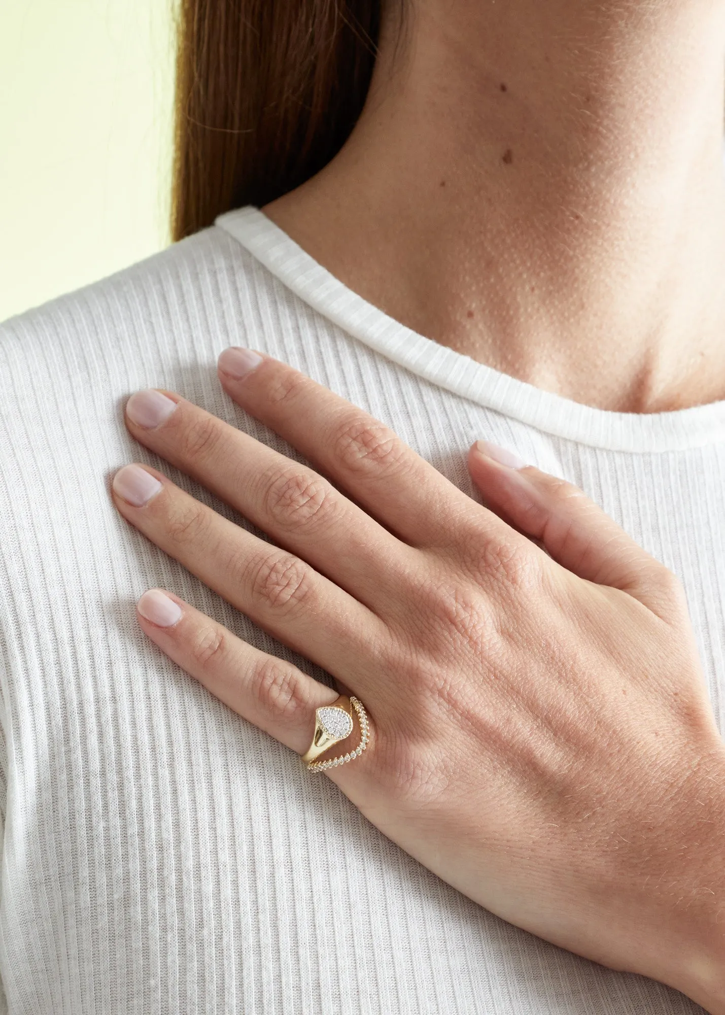 Baby Pear and Mini Diamond Wave Ring