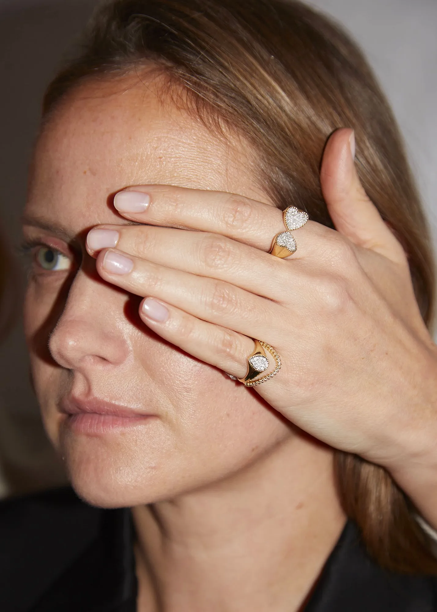 Baby Pear and Mini Diamond Wave Ring
