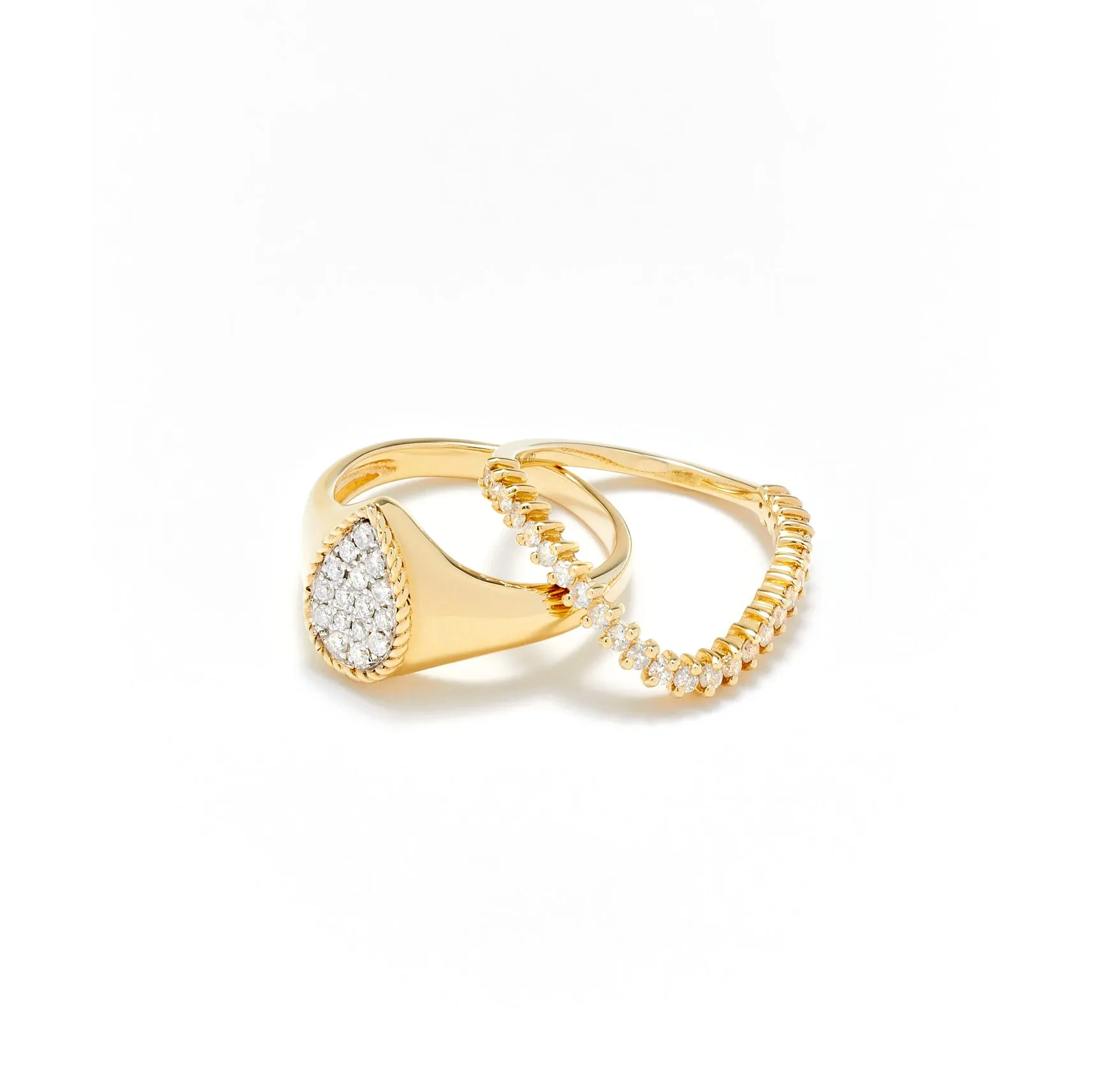 Baby Pear and Mini Diamond Wave Ring