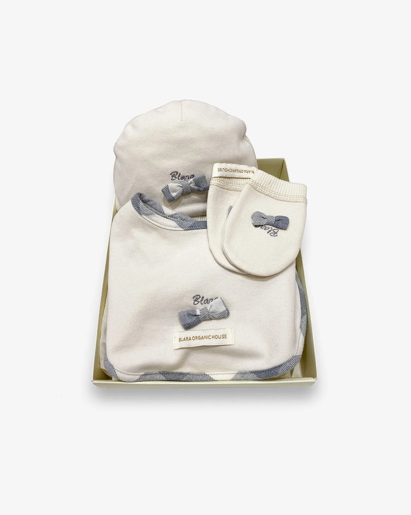 Baby's Accessory Bundle (Pack of 3, Beanie   Bib   Mitten, Checker Bow)