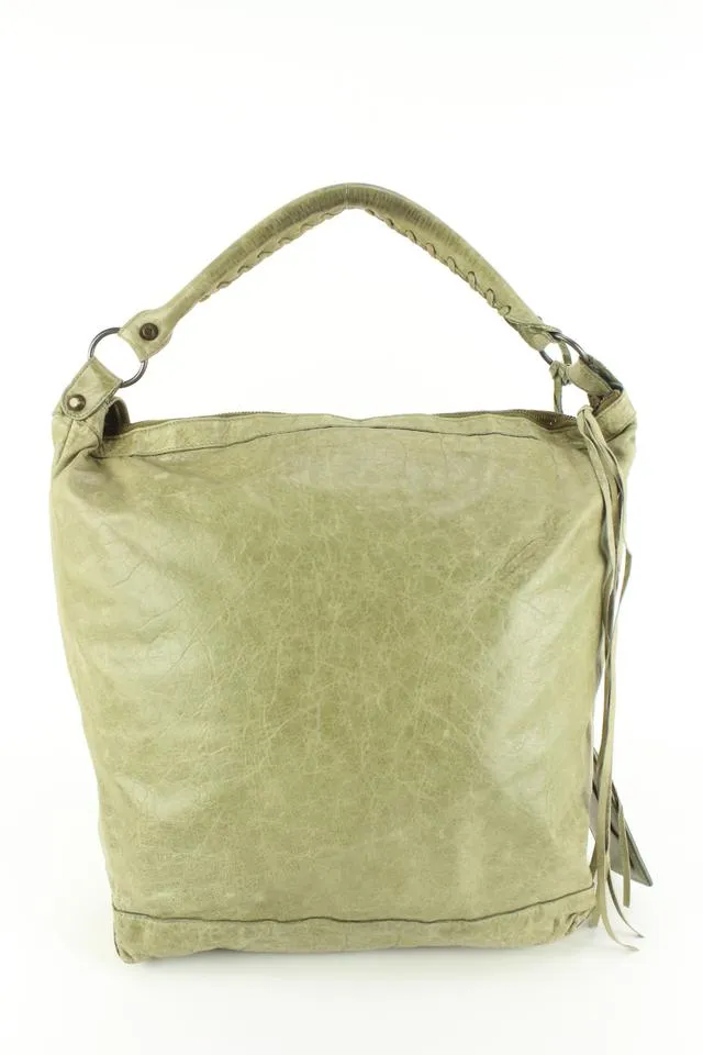 Balenciaga Olive Taupe Agneau Leather The Day Hobo 17ba53s