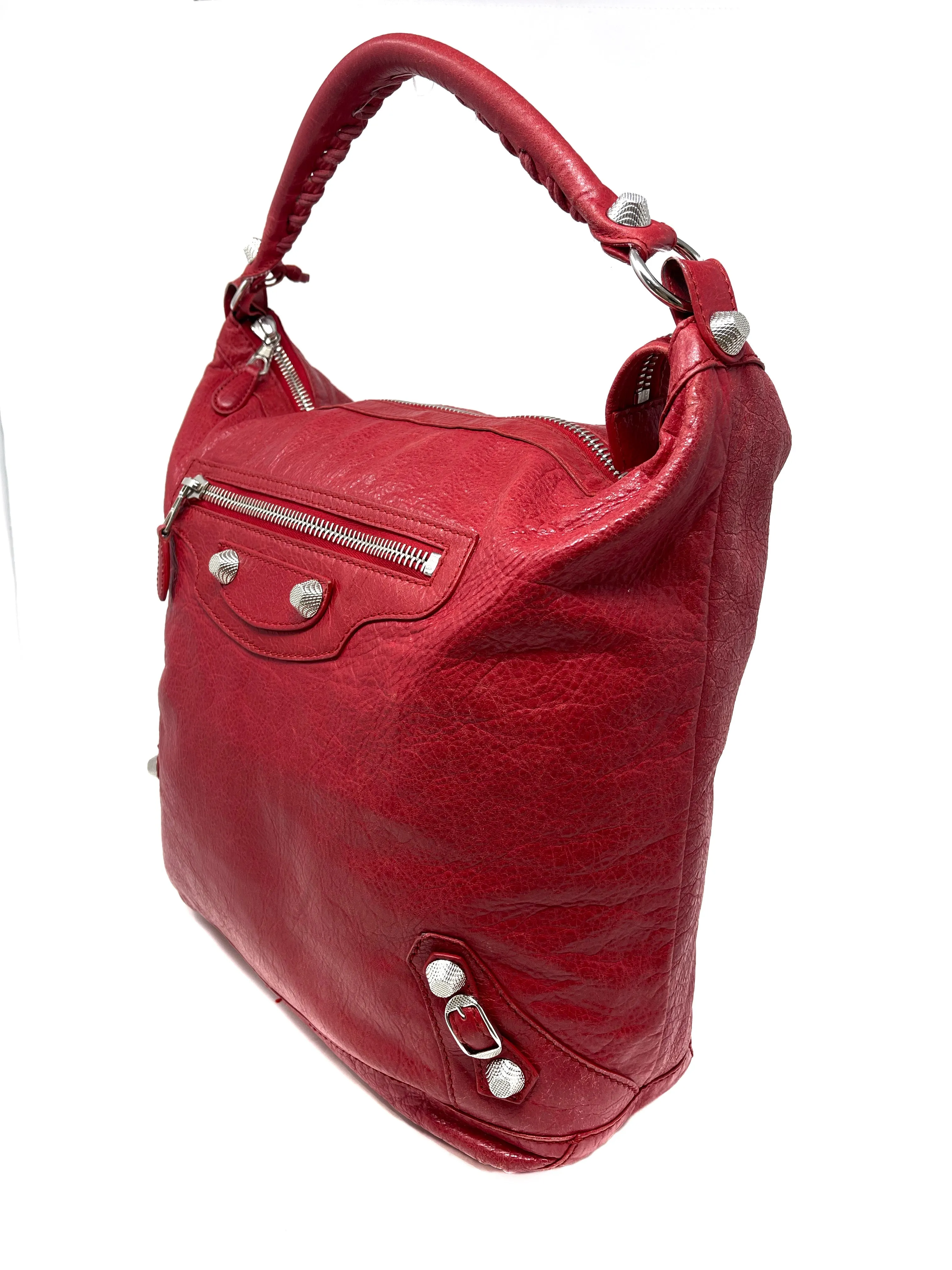 Balenciaga Red '13 'Motorcross Giant 21 Day' Hobo Handbag