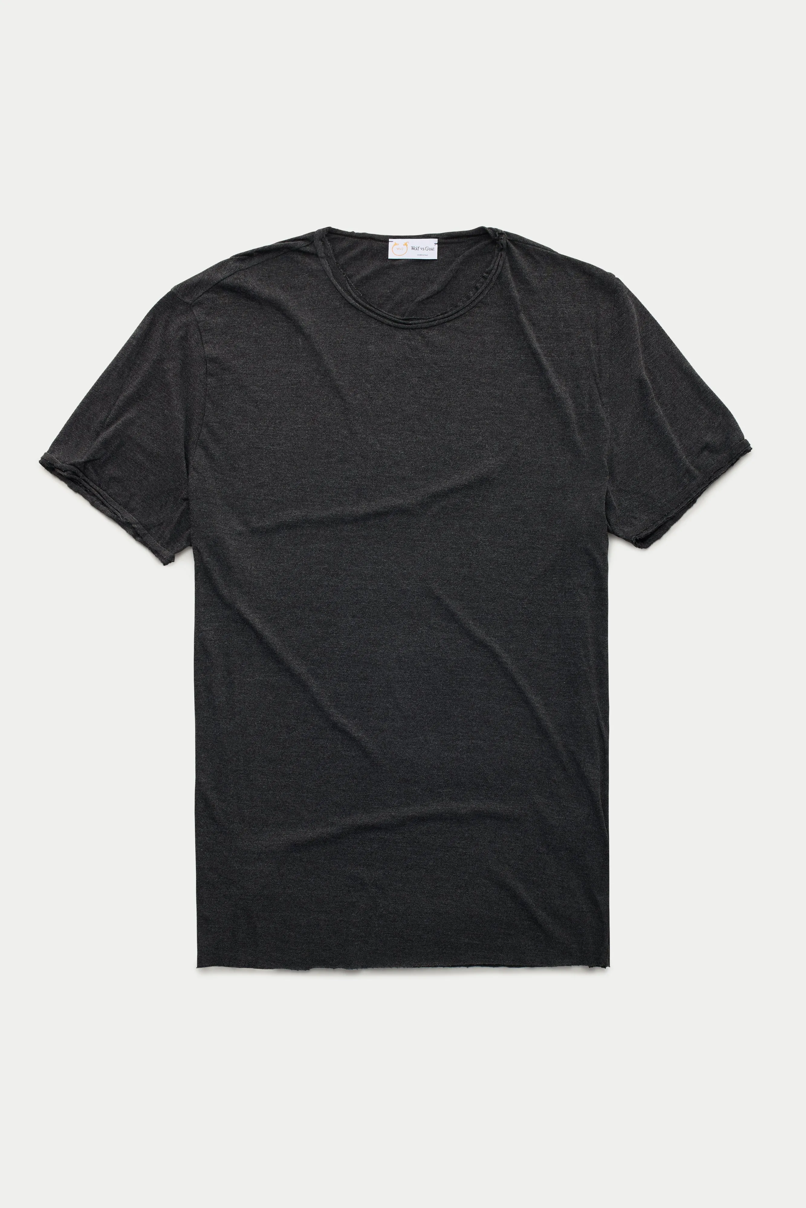 Bamboo Sorona Short Sleeve Roll Neck T-Shirt Jet Black