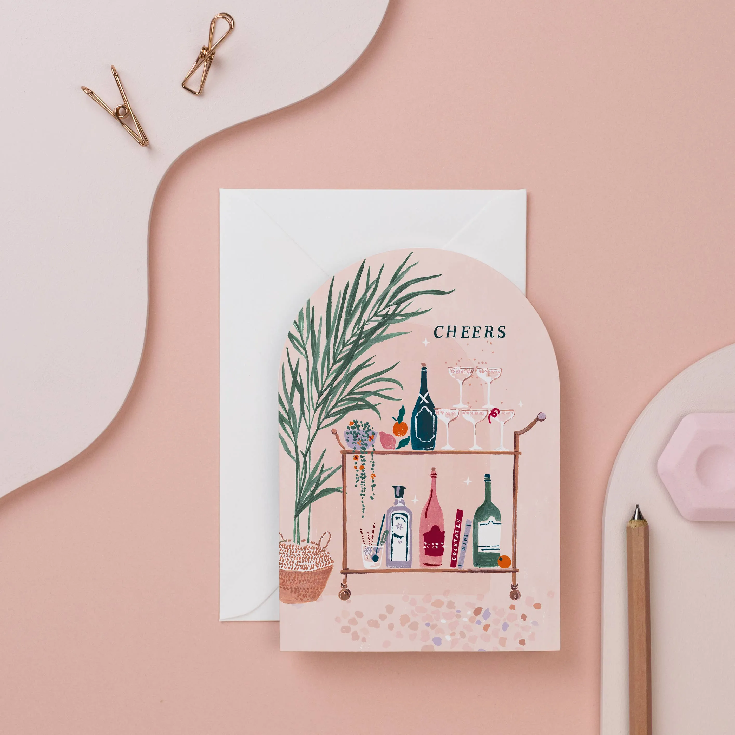 Bar Cart Cheers Card | Cocktails Birthday Cards | Luxury