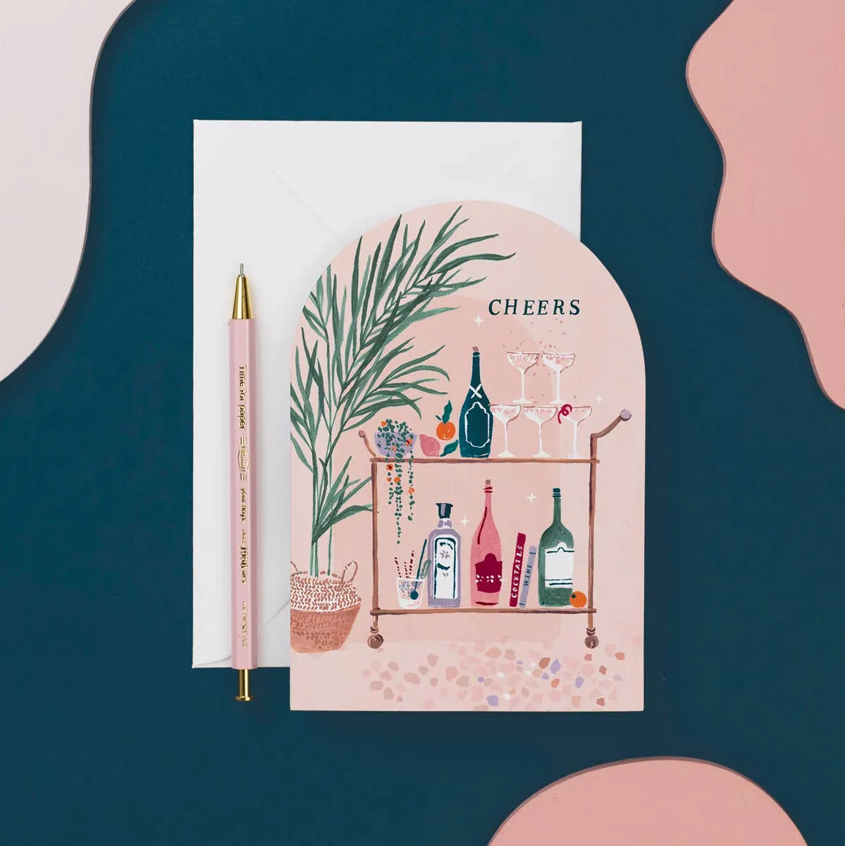 Bar Cart Cheers Card | Cocktails Birthday Cards | Luxury