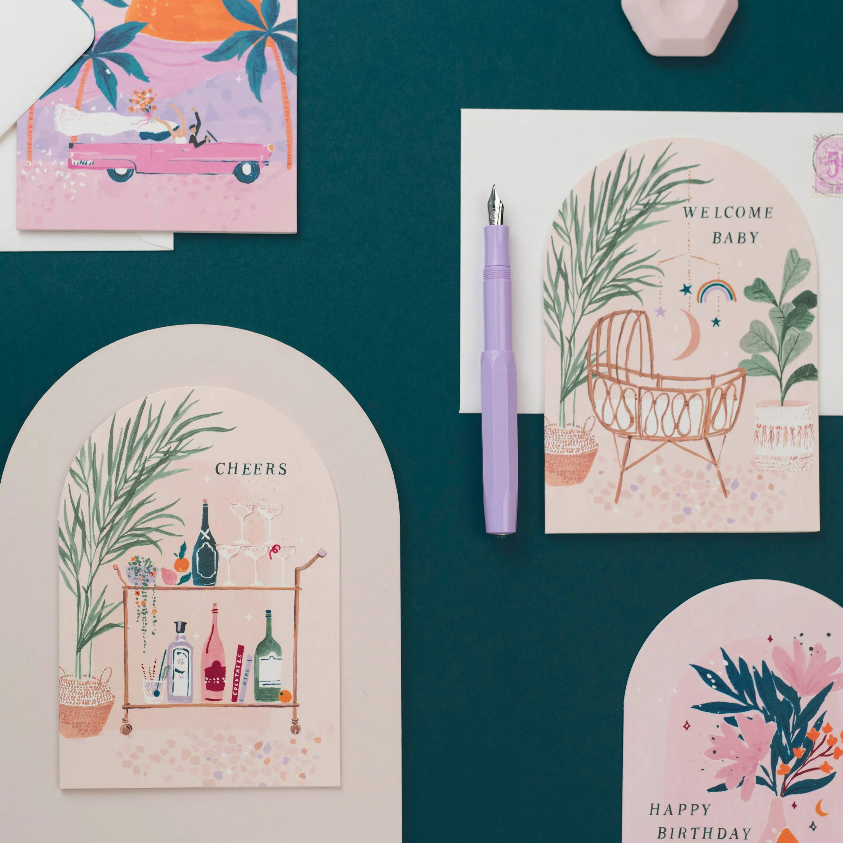 Bar Cart Cheers Card | Cocktails Birthday Cards | Luxury
