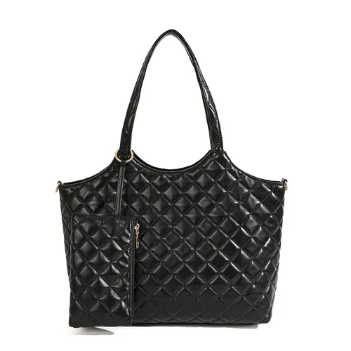 Barabum 2pcs Hand Bag Set Women Fashion Quilting Handbags Wallet Bag Shoulder Bag Top Handle Satchel Purse Set,Evening Bag
