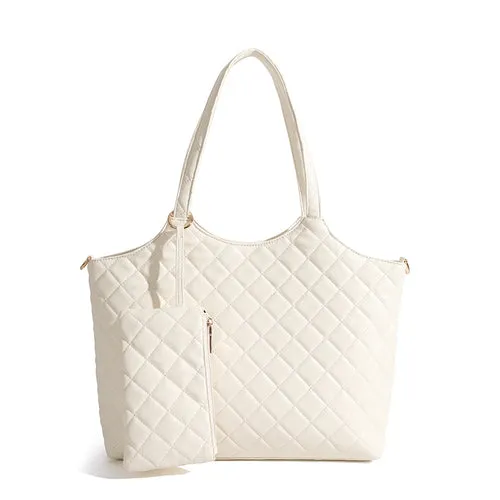 Barabum 2pcs Hand Bag Set Women Fashion Quilting Handbags Wallet Bag Shoulder Bag Top Handle Satchel Purse Set,Evening Bag
