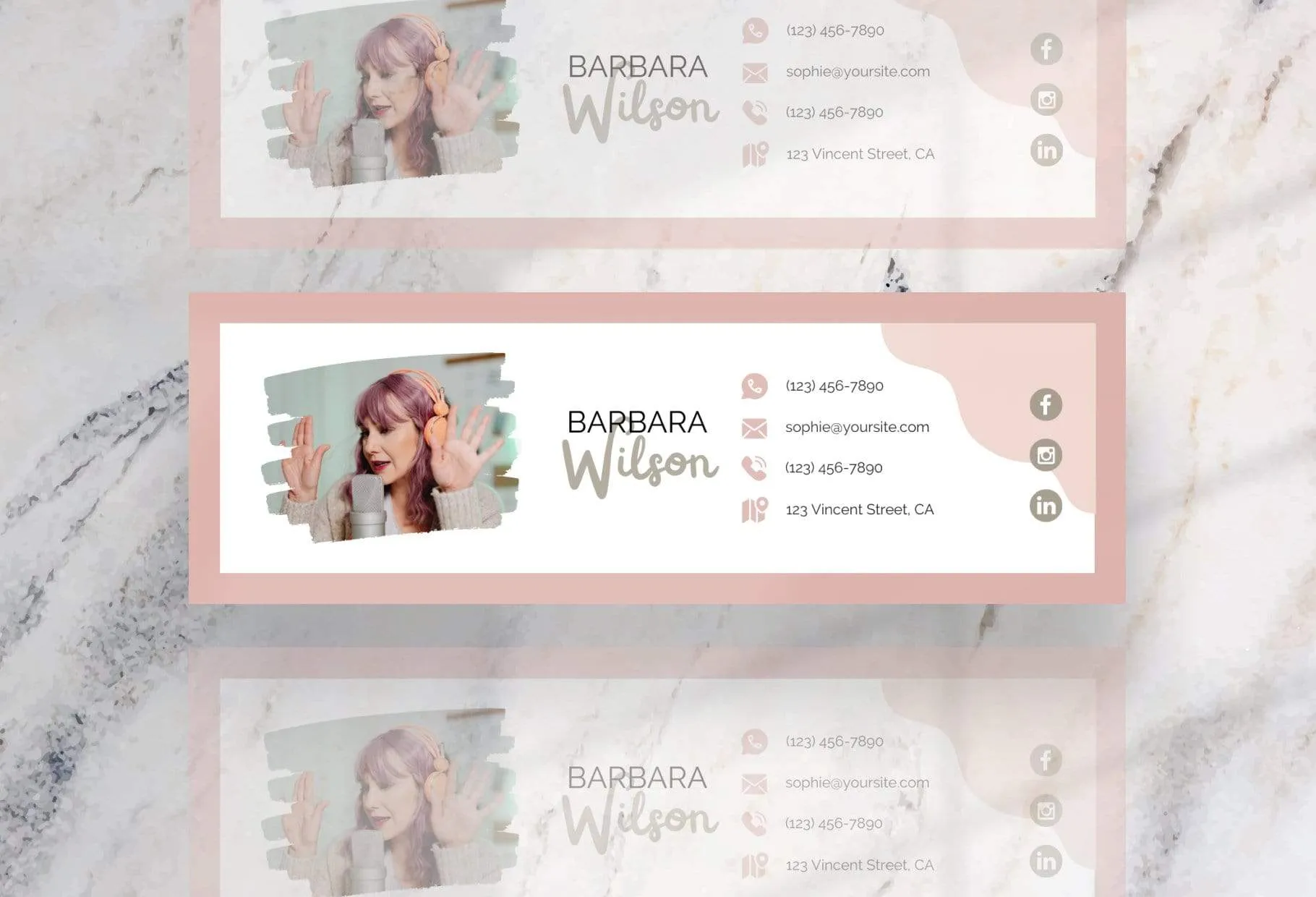 Barbara Email Signature Template Editable Canva Template Rose Gold