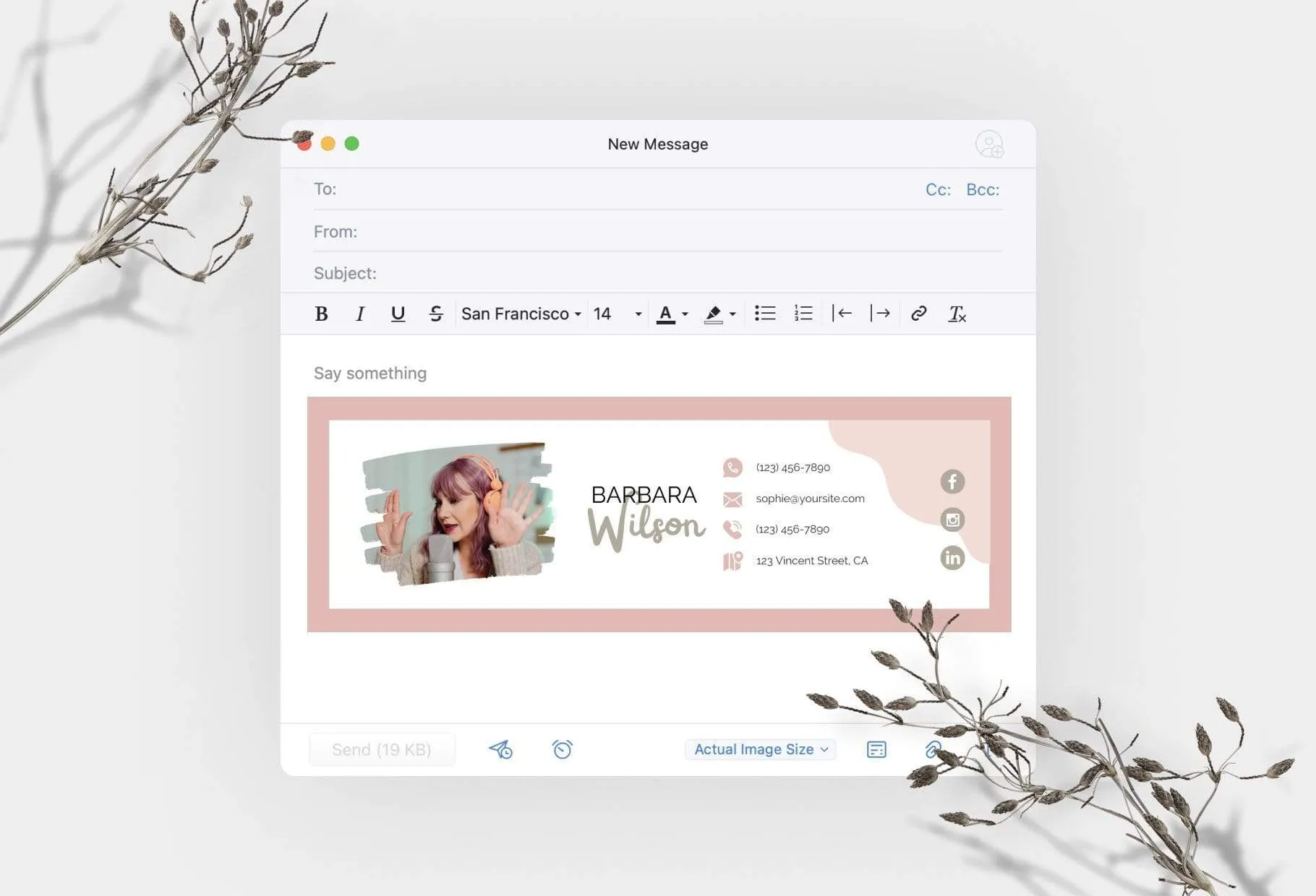 Barbara Email Signature Template Editable Canva Template Rose Gold