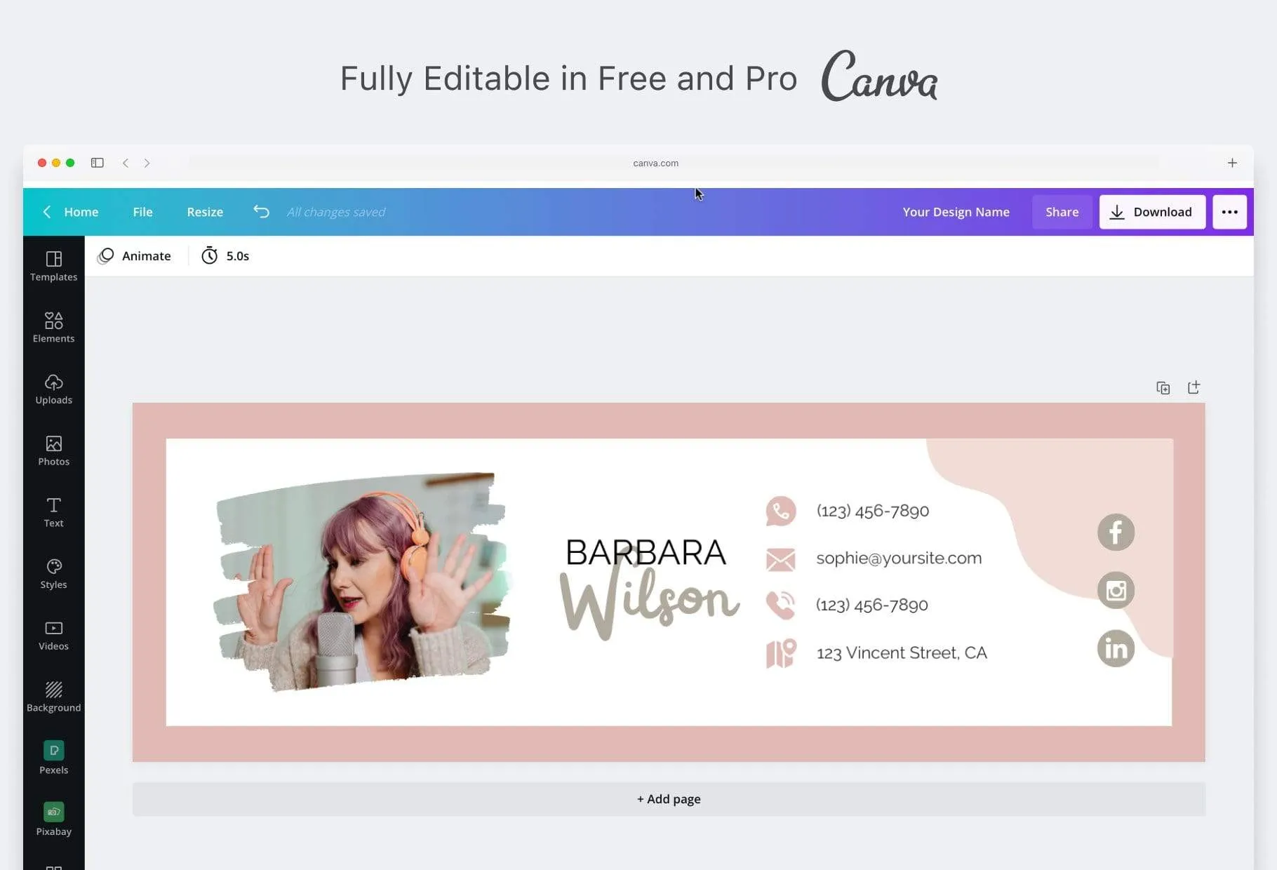 Barbara Email Signature Template Editable Canva Template Rose Gold