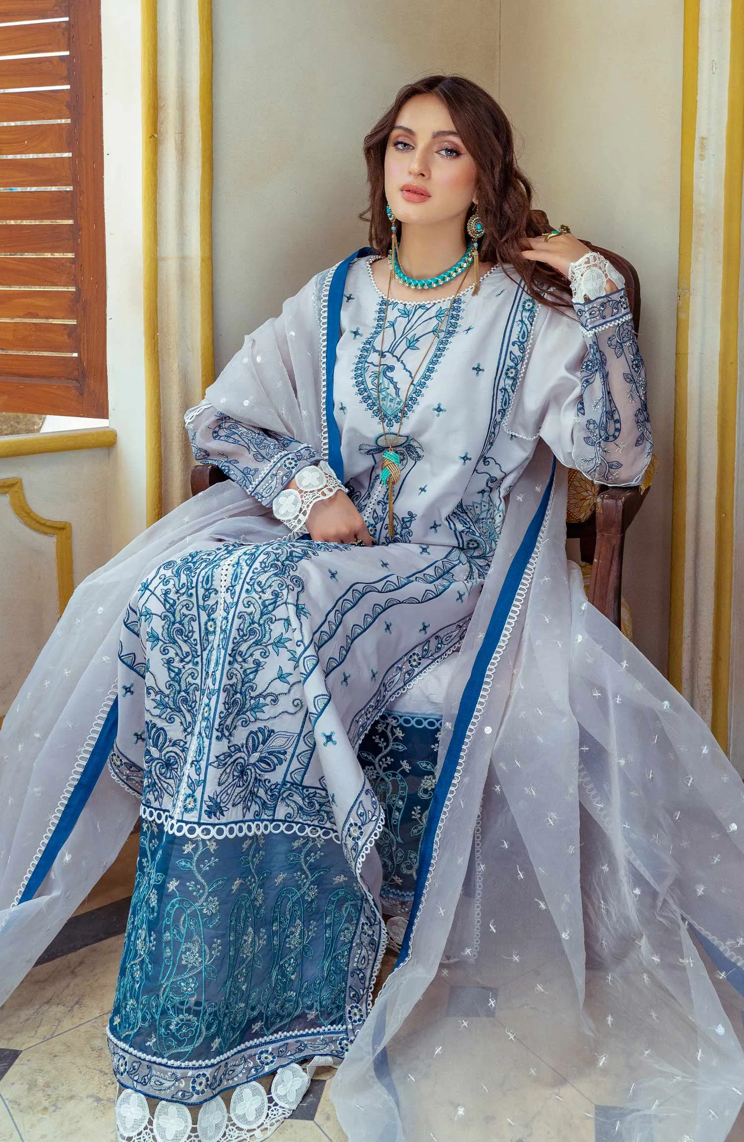 Barley Blue - (MLRD - 064) |  Maryum N Maria Luxury Pret Eid Edit 2022 | Stitched Ready to Wear Suits