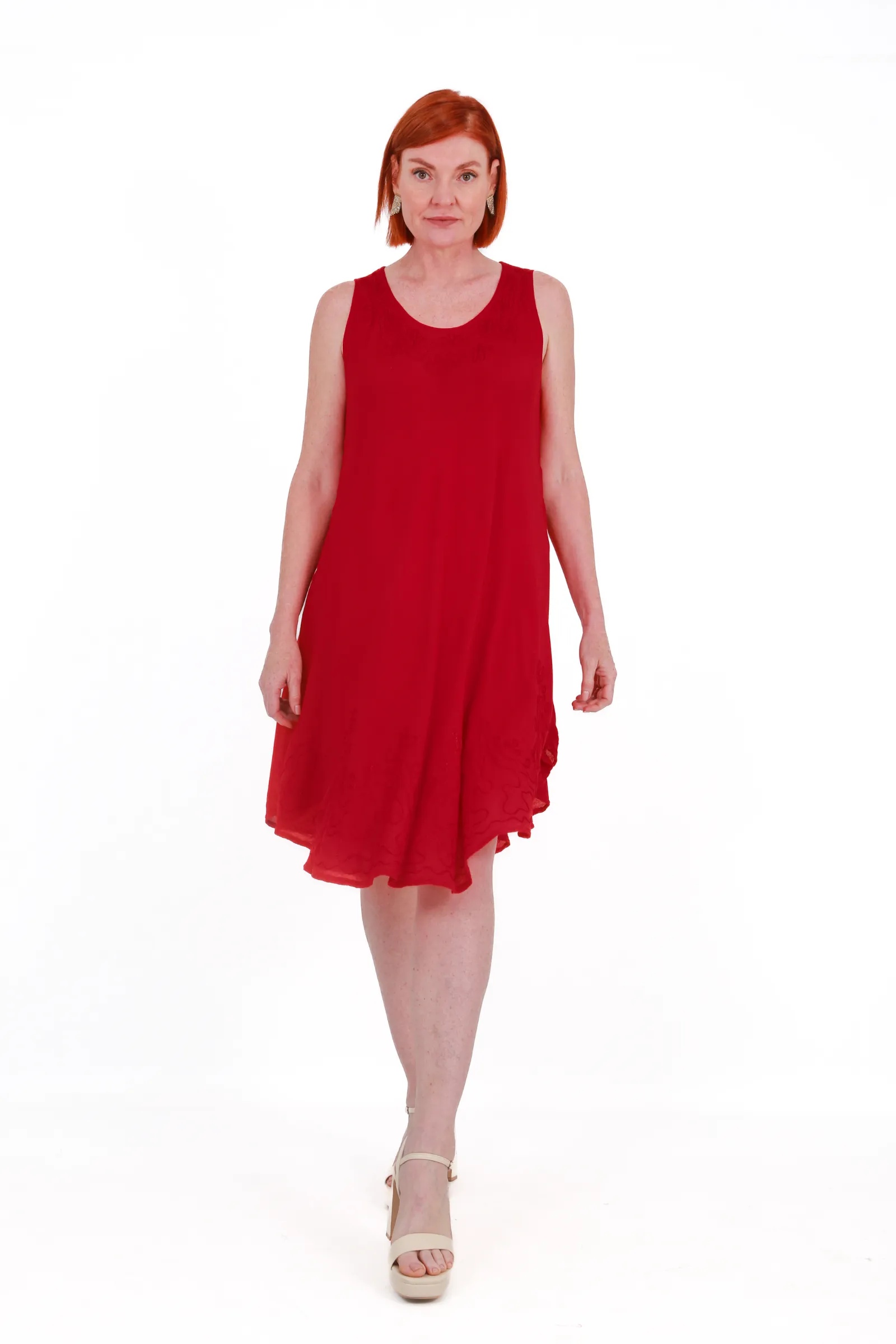 Beach Bunny sleeveless umbrella beach dress -red