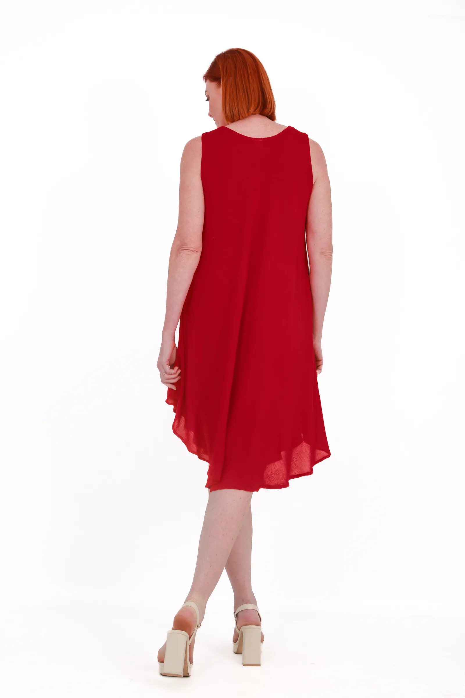 Beach Bunny sleeveless umbrella beach dress -red