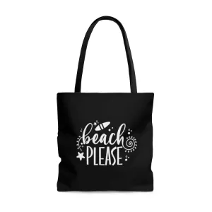 Beach Please Black Tote Bag