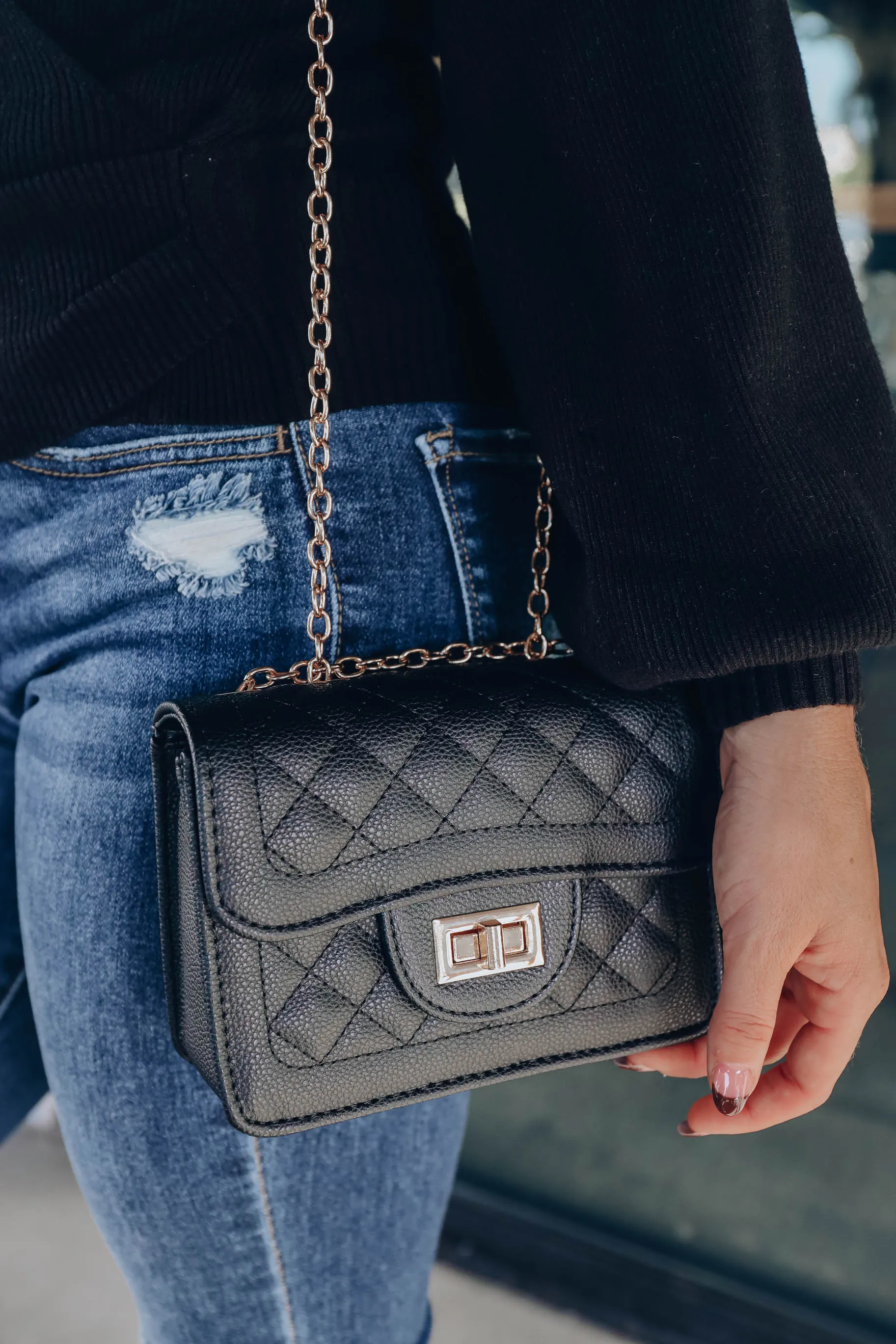 Becca Quilted Bag - Black