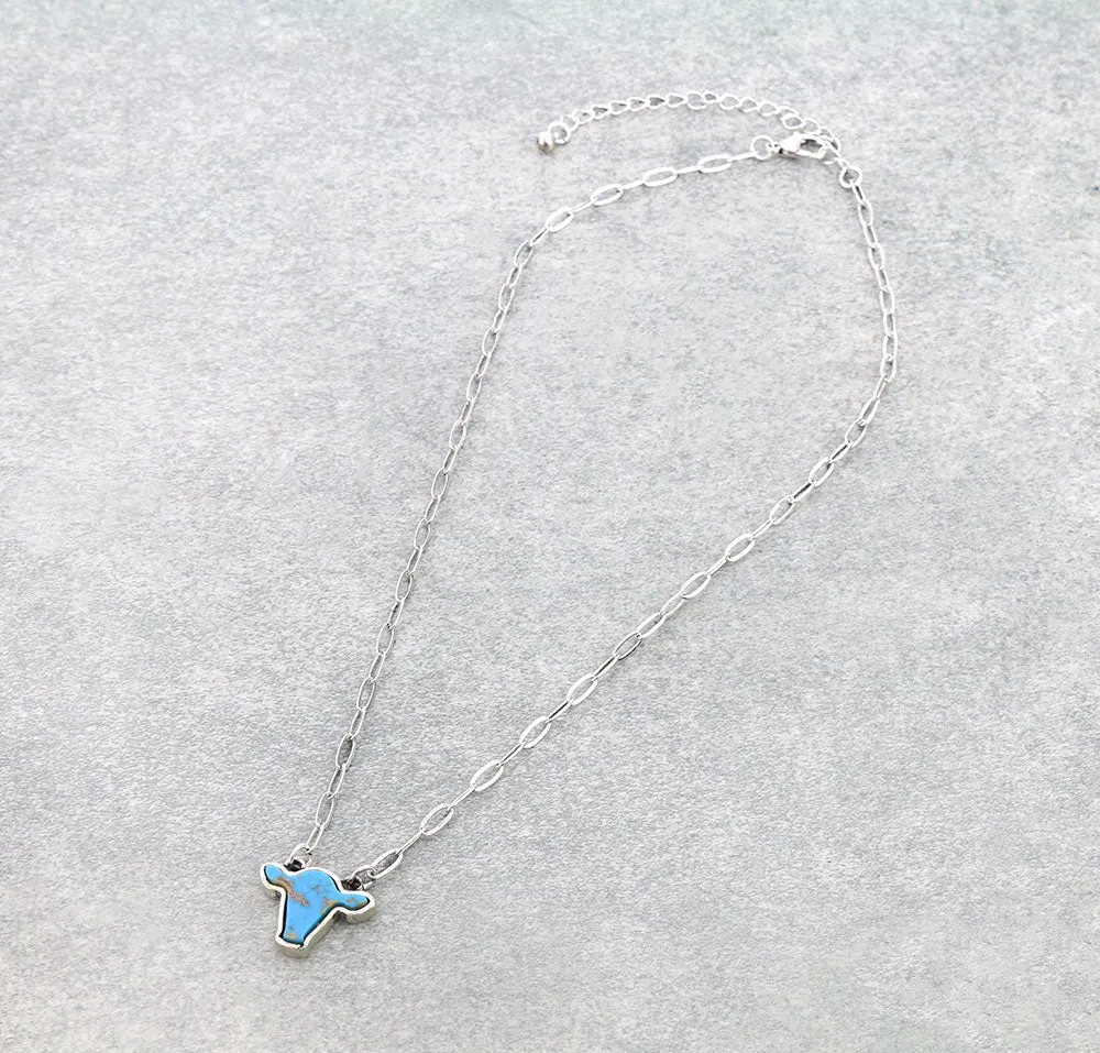 Bessie Agate Cow Head Fashion Necklace - 16"