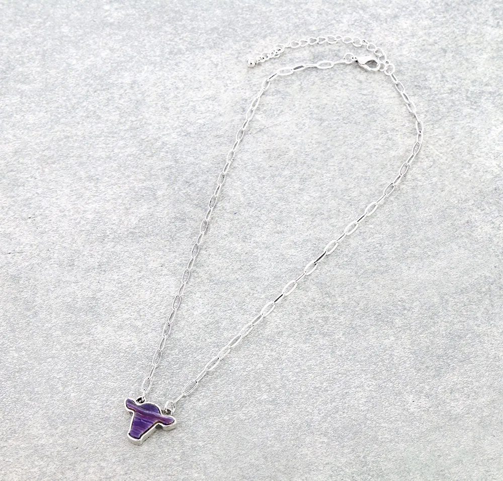 Bessie Agate Cow Head Fashion Necklace - 16"