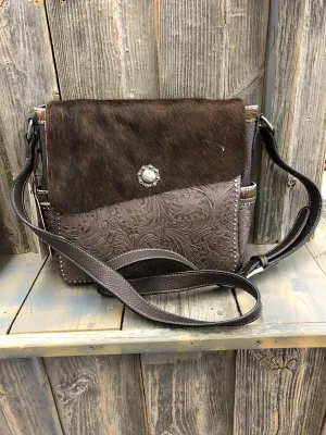 BGTR45G8360--Choco Purse - Trinity Ranch Tooled/Hair