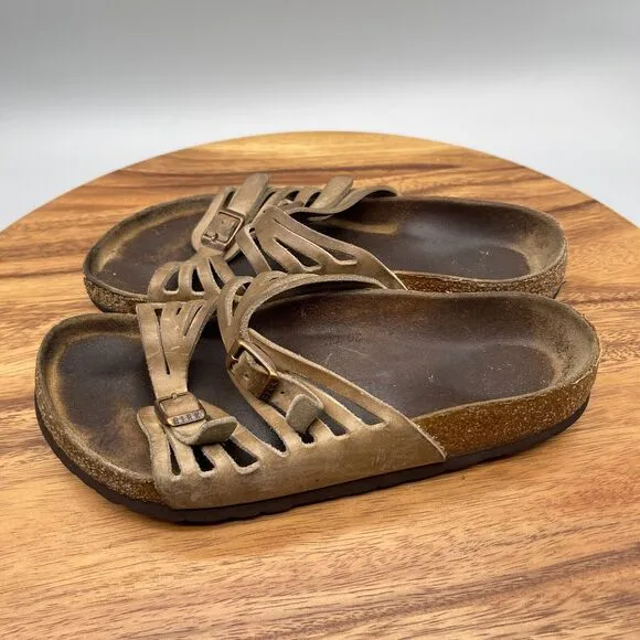 Birkenstock Granada Brown Leather 2 Strap Womens Size 6 / 37