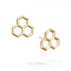 Birks 18K Yellow Gold Bee Chic 3 Element Stud Earrings