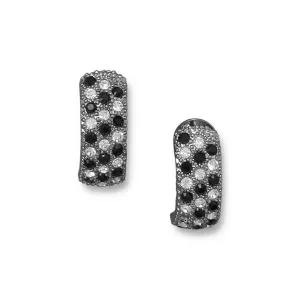 Black & Clear Crystals Post Clip Fashion Earrings